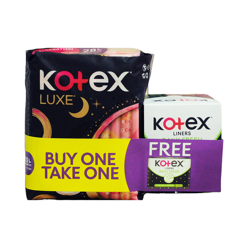 Kotex Luxe Ultrathin Napkin Day And Night With Wings Silky Soft 8's With Free Kotex Liners