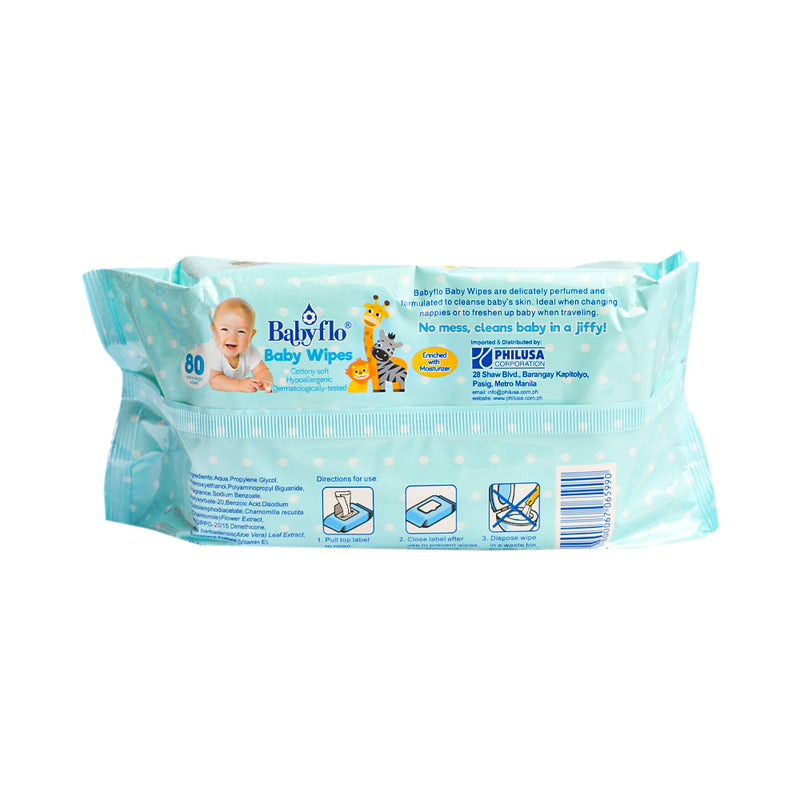 Babyflo Baby Wipes Lightly Fragranced 80's