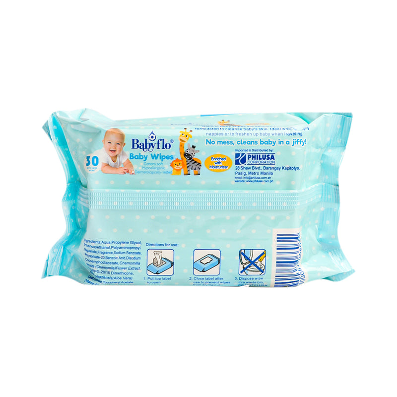 Babyflo Baby Wipes Lightly Fragranced 30's