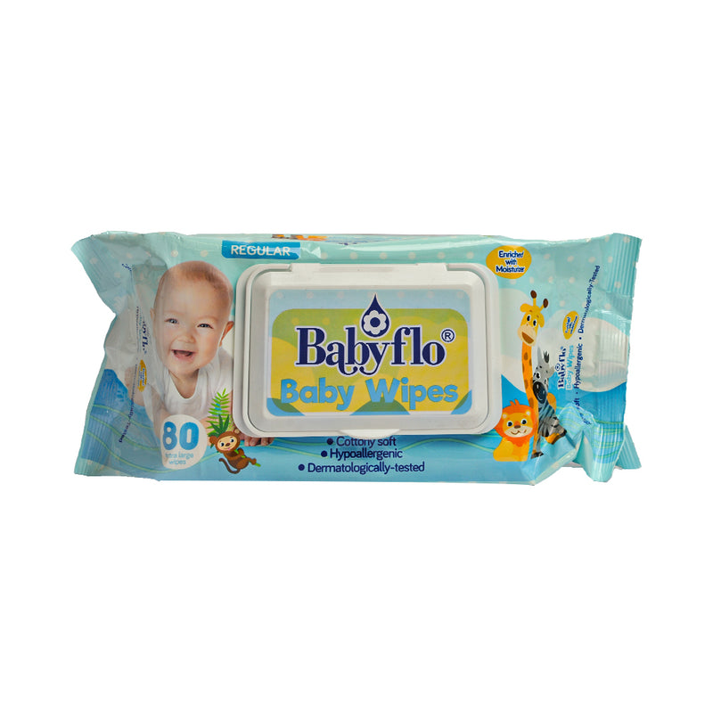 Babyflo Baby Wipes Regular With Lid 80 Sheets