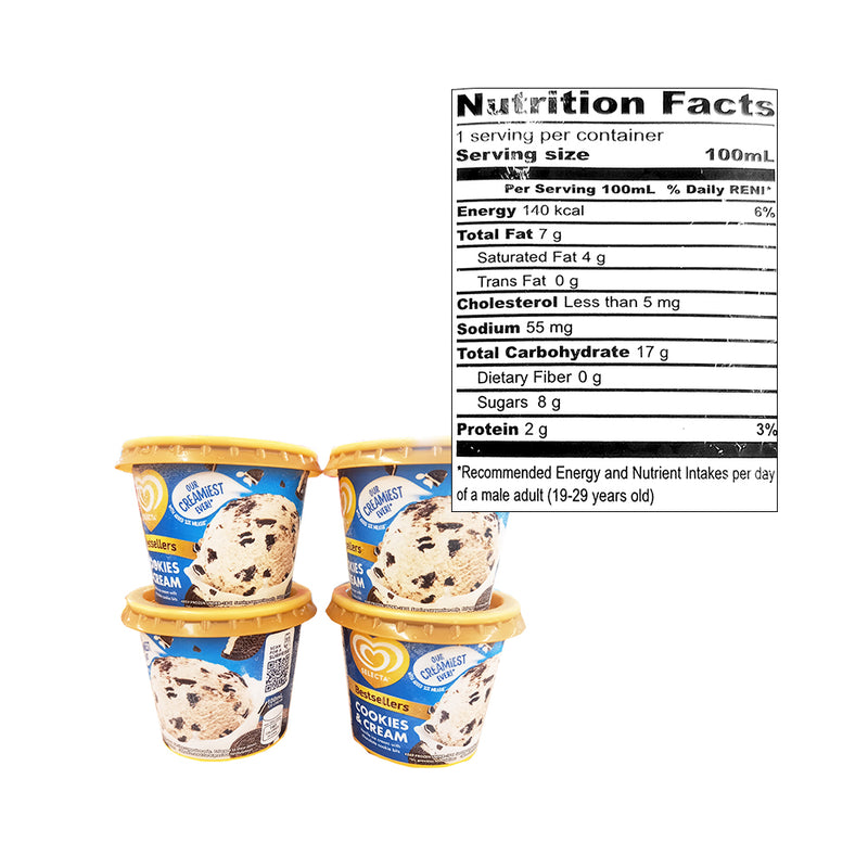 Selecta Cups Cookies And Cream 100ml x 4's