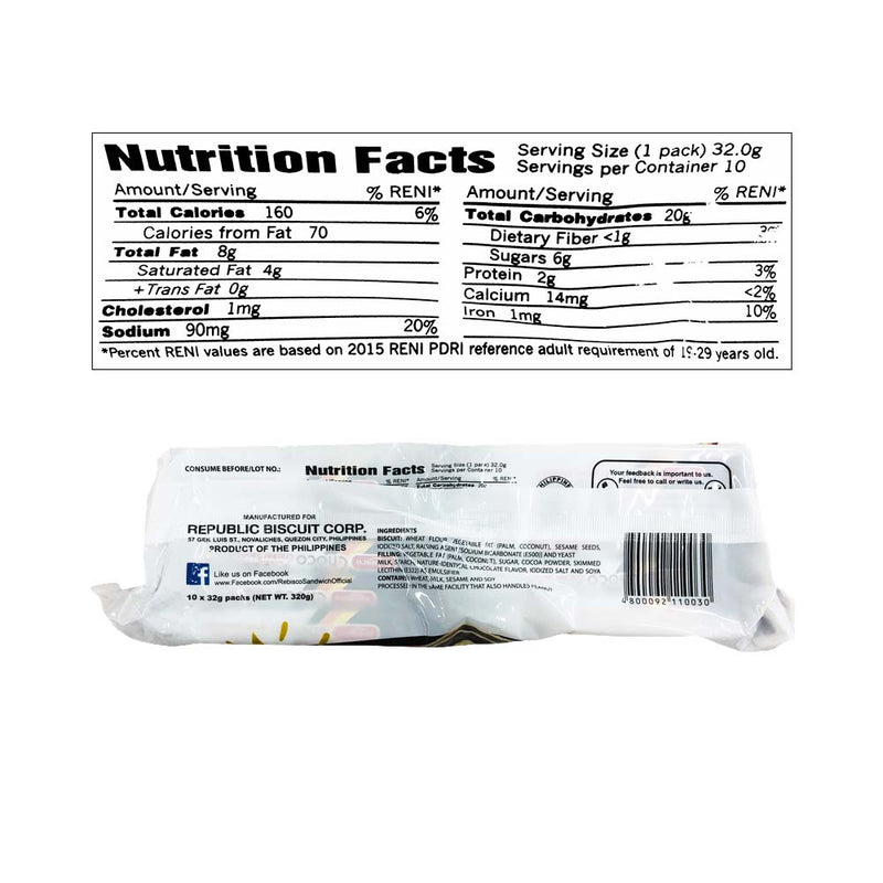 Rebisco Cracker Sandwich Chocolate 10's