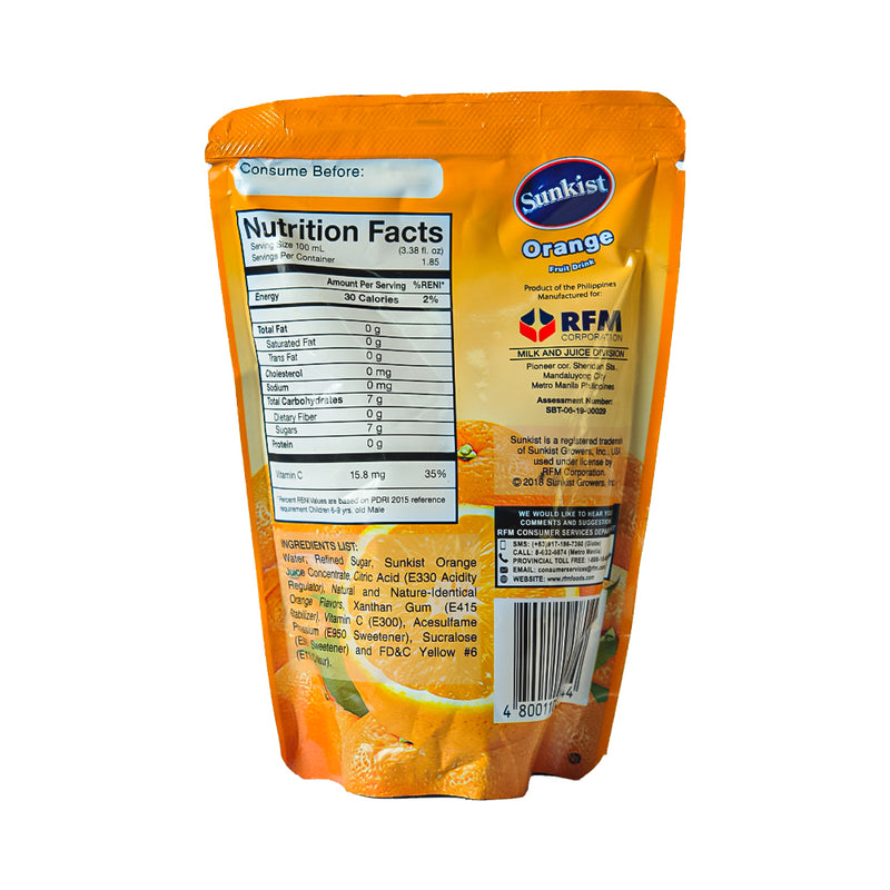 Sunkist Orange Fruit Juice DOY 185ml