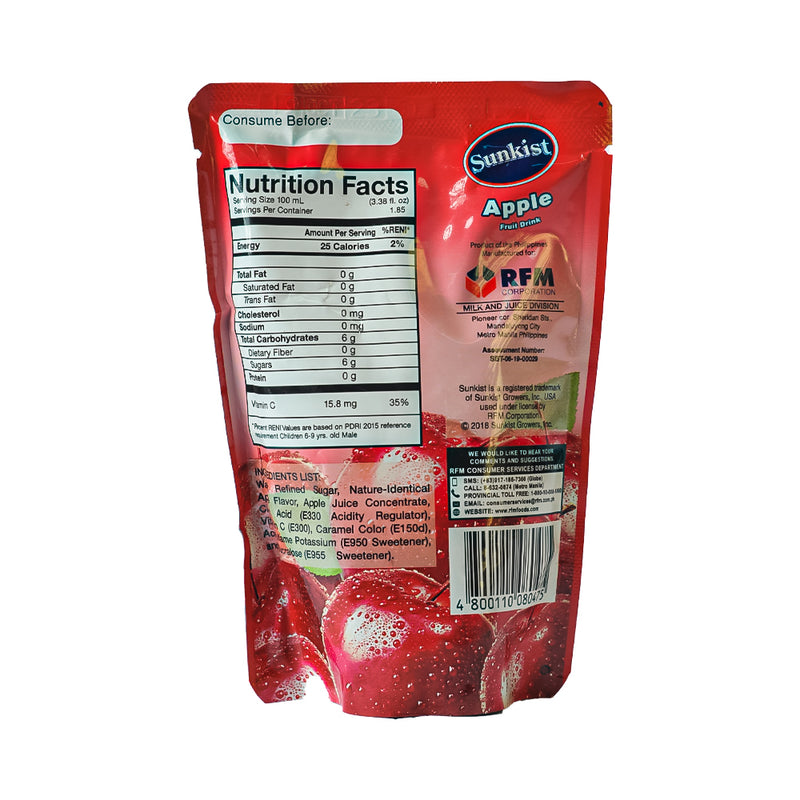 Sunkist Apple Fruit Juice Doy 185ml