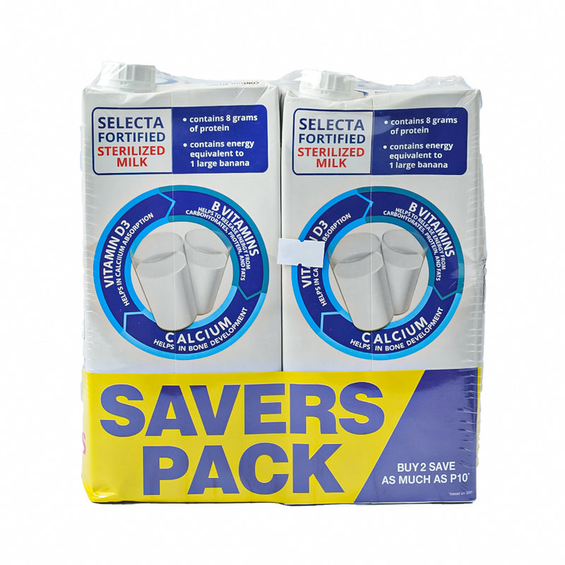 Selecta Fortified Sterilized Milk 1L x 2's Savers Pack