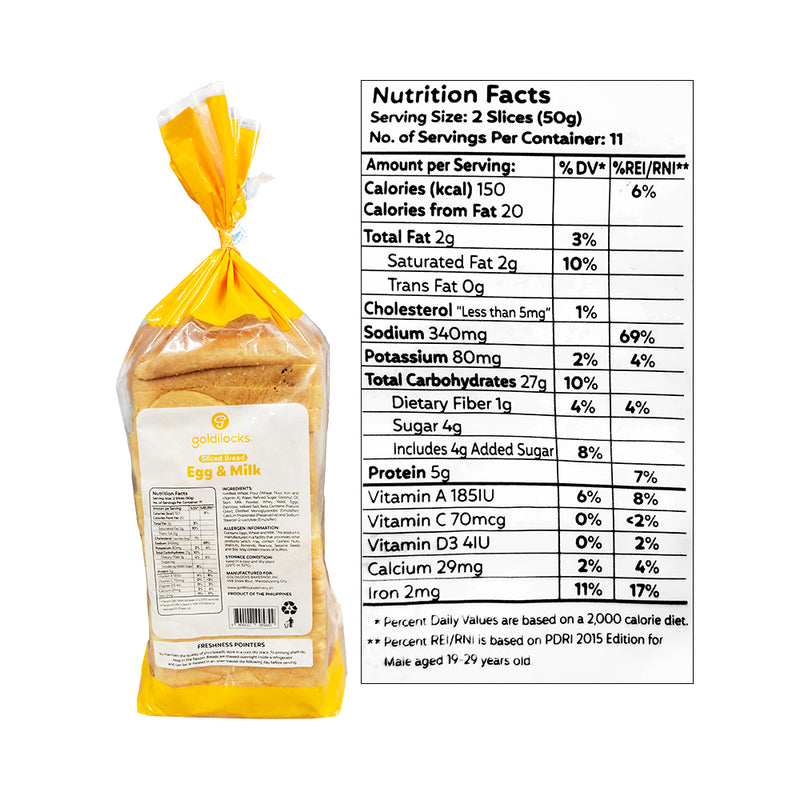 Goldilocks Egg And Milk Bread 550g