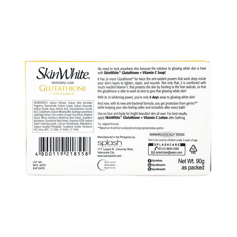 SkinWhite Whitening Soap Glutathione + Vitamin C 90g SkinWhite Whitening Soap Glutathione + Vitamin C 90g