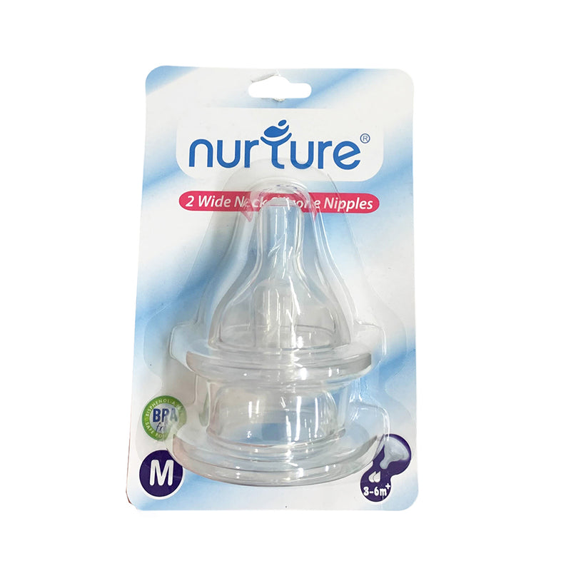 Nurture Wideneck Silicone Nipple Blister Card Medium 2's