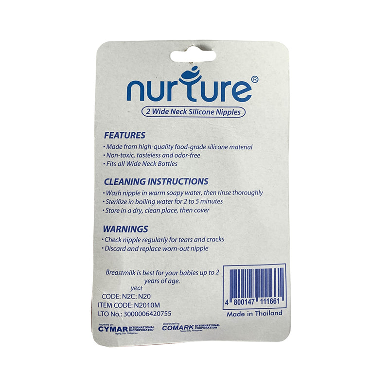 Nurture Wideneck Silicone Nipple Blister Card Medium 2's