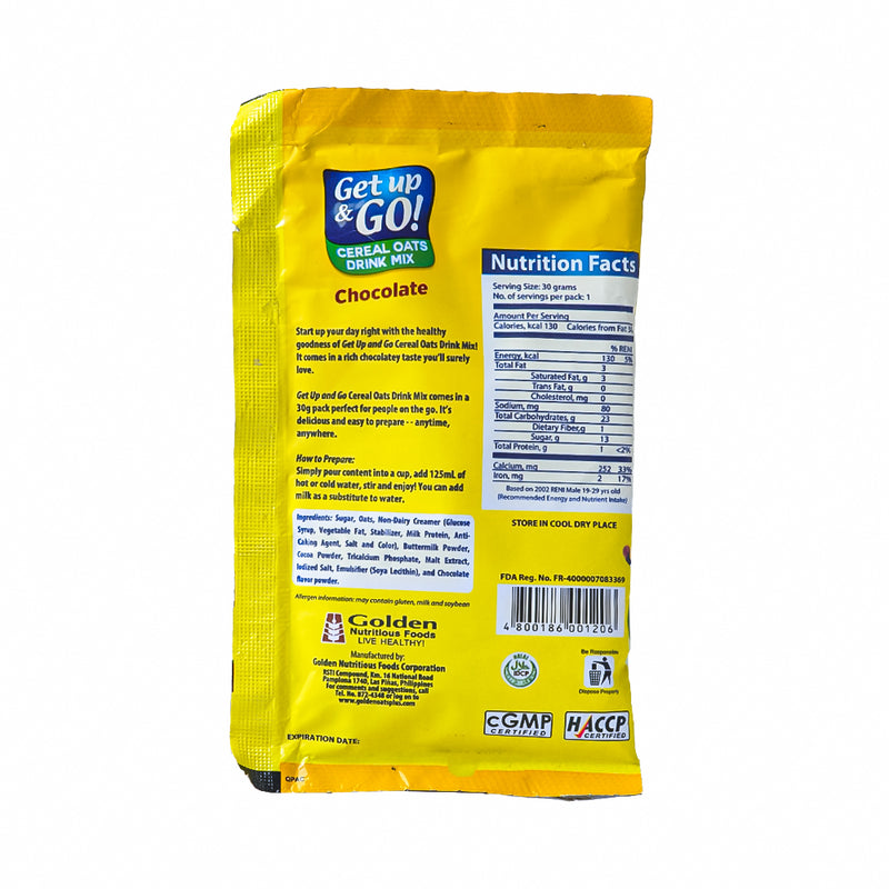 Get Up And Go Cereal Oats Power Drink Chocolate 30g