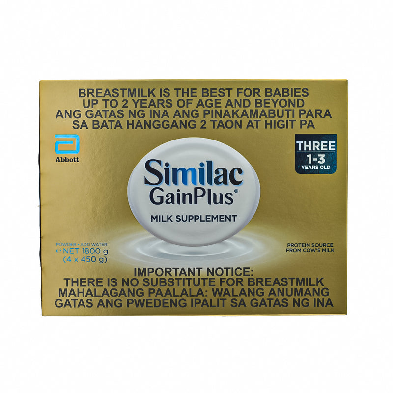 Similac Gain Plus Three 5HMO Milk Supplement 1-3yrs Old 1800g
