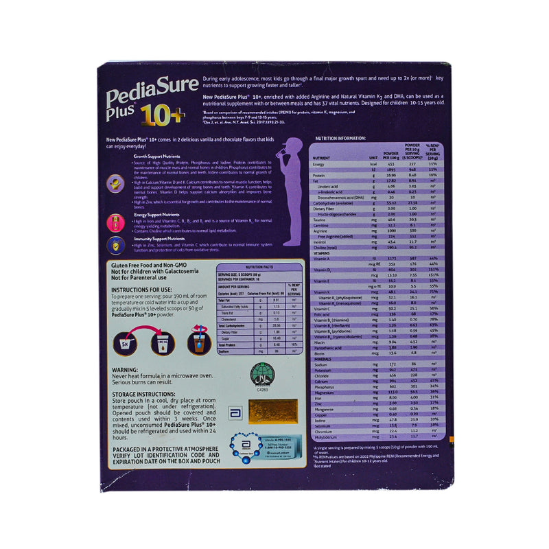 Pediasure Plus 10+ Powdered Milk Drink Chocolate 900g