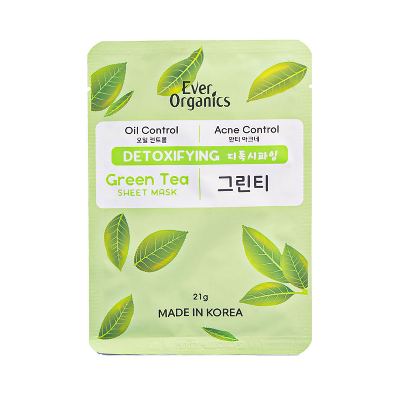 Ever Bilena Ever Organics Oil Control Detoxifying Green Tea Sheet Mask