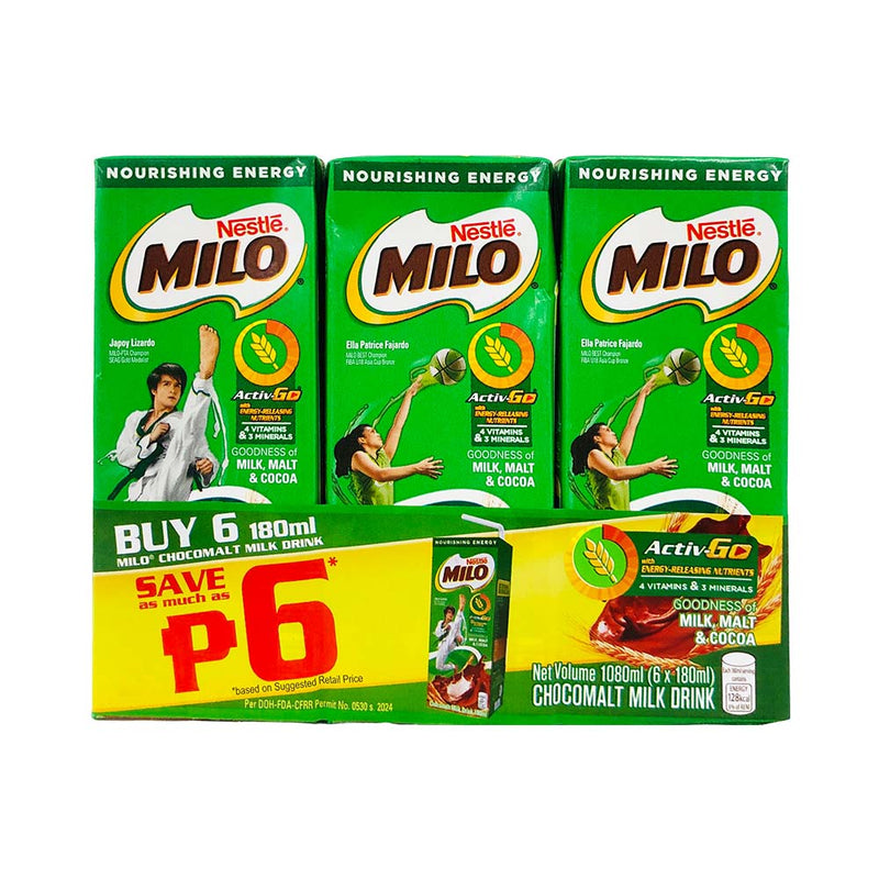 Nestle Milo Chocomalt Milk Drink 180ml x 6's
