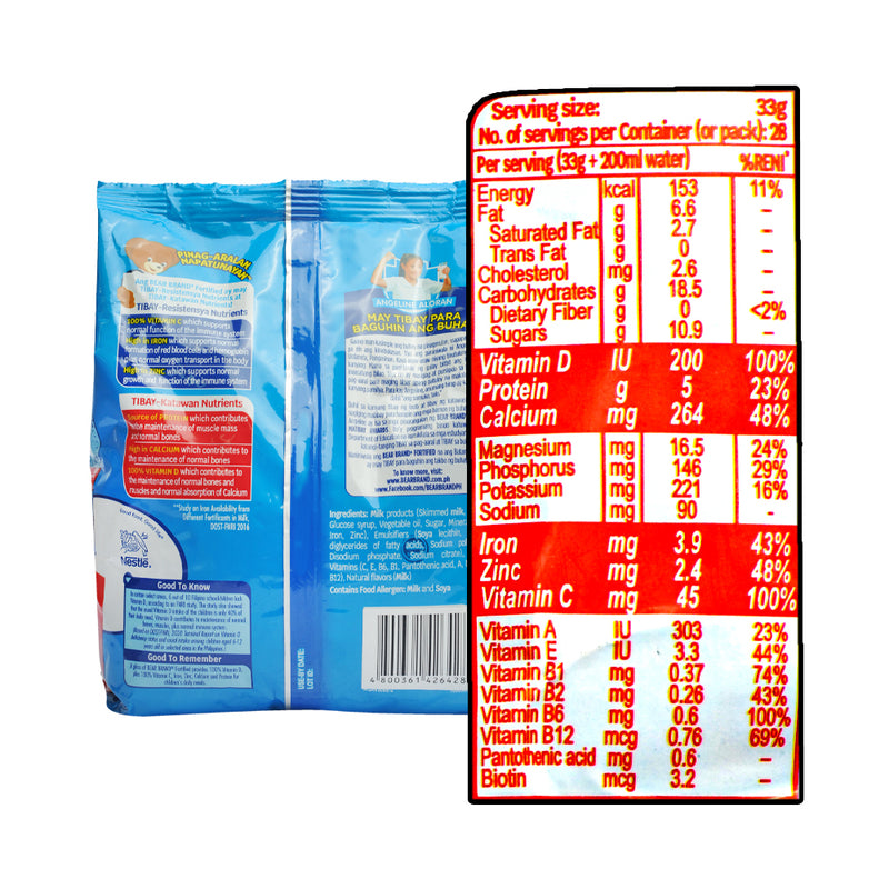 Bear Brand Powdered Milk With Iron 840g + 90g