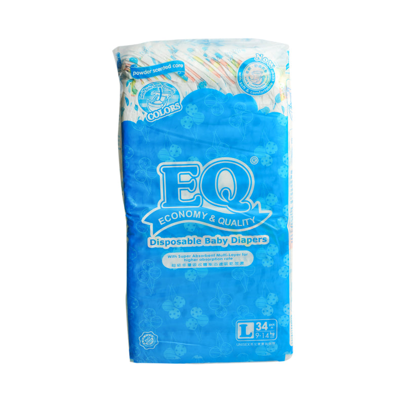 EQ Colors Baby Diaper With Powder Scent Big Pack Large 34's