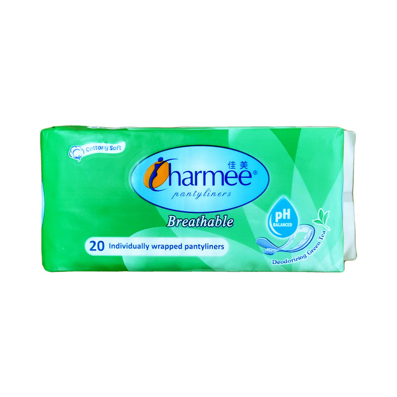 Charmee Breathable Pantyliners Deodorizing Green Tea 20's