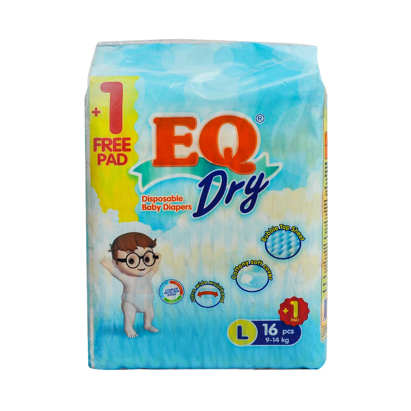EQ Dry Baby Diaper Travel Pack Large 16's