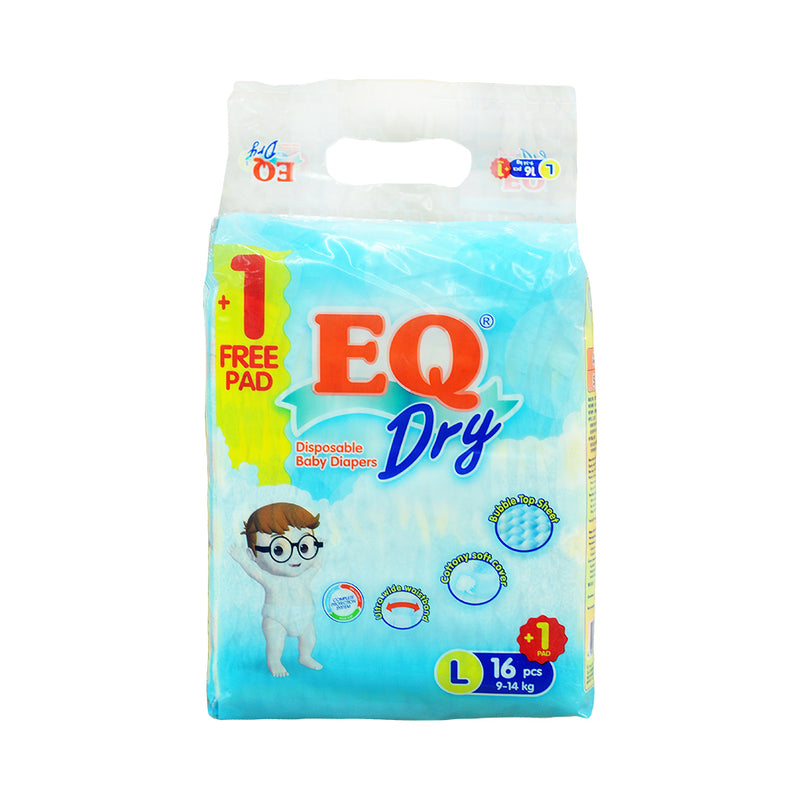 EQ Dry Baby Diaper Travel Pack Large 16's