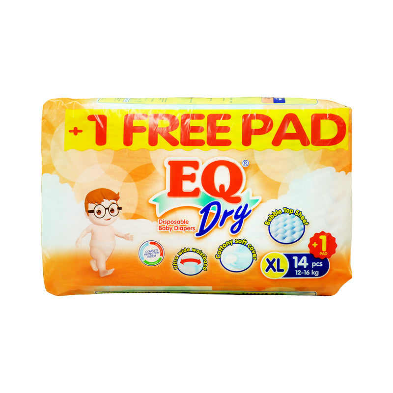 EQ Dry Baby Diaper Travel Pack Extra Large 14's