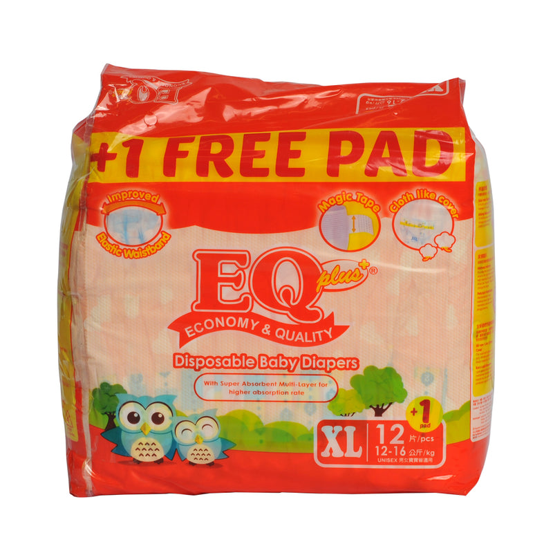 EQ Plus Baby Diaper Budget Pack XL 12's