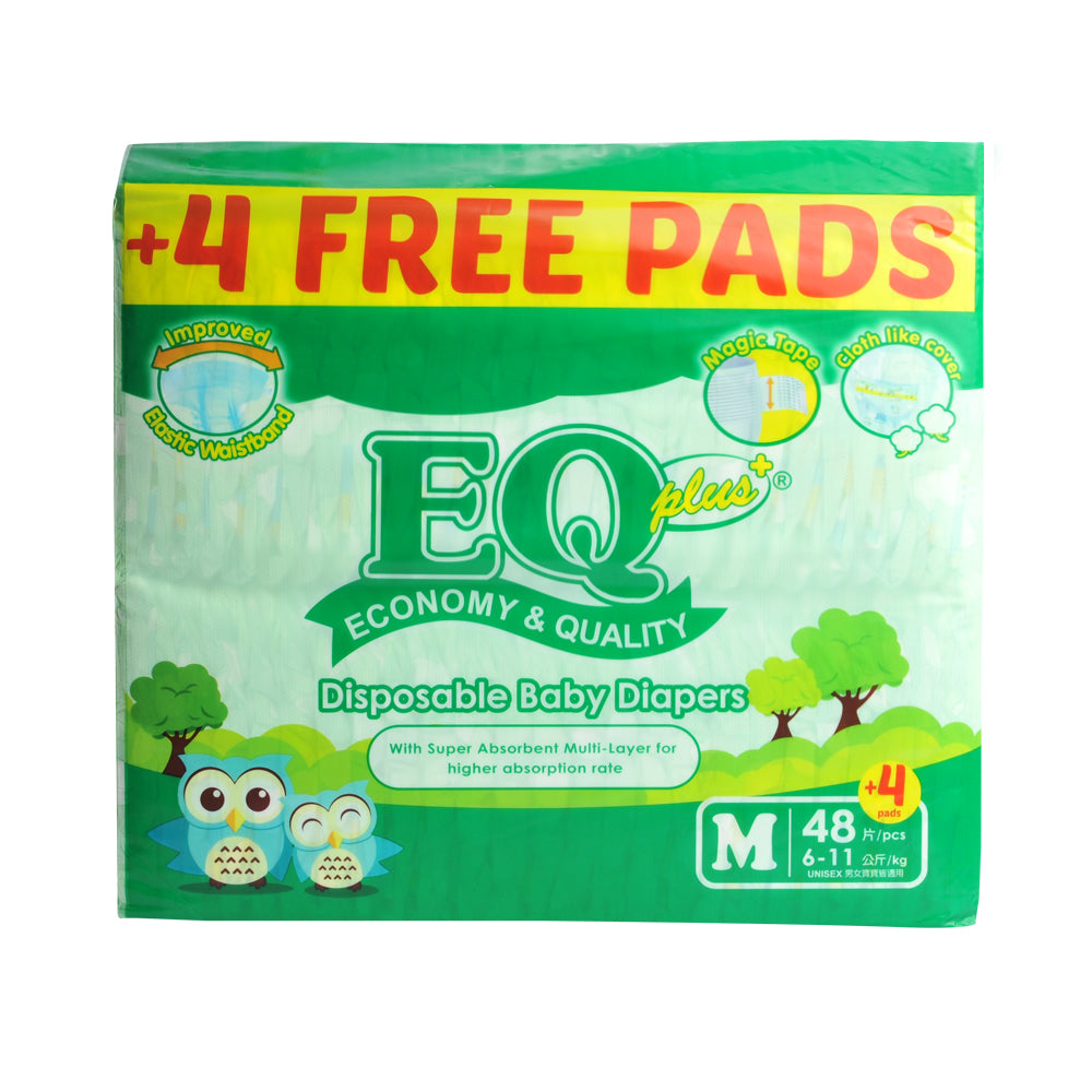 Eq Plus EQ Plus Baby Diaper Jumbo Pack Medium 48 Pads + 4's