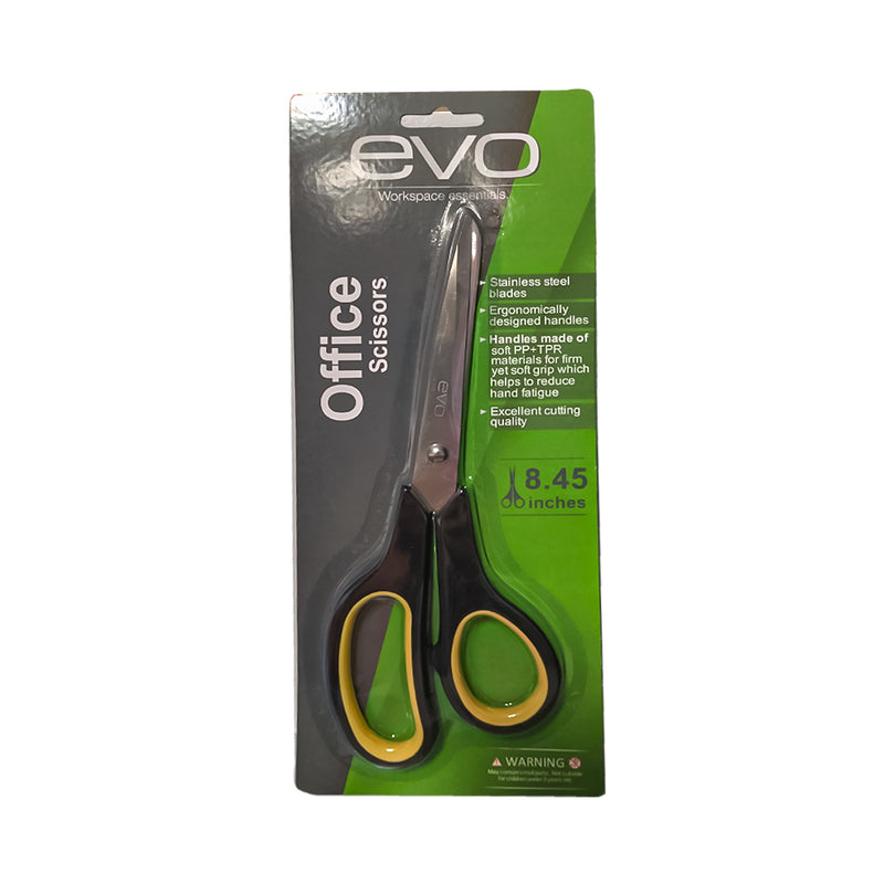 EVO Office Scissors Black And Corn Yellow 8.45in