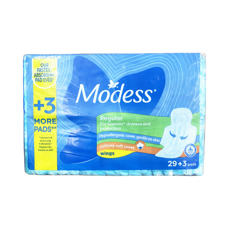 Modess Maxi Regular Cottony Soft Cover Sanitary Napkin With Wings Sulit Pack 32's