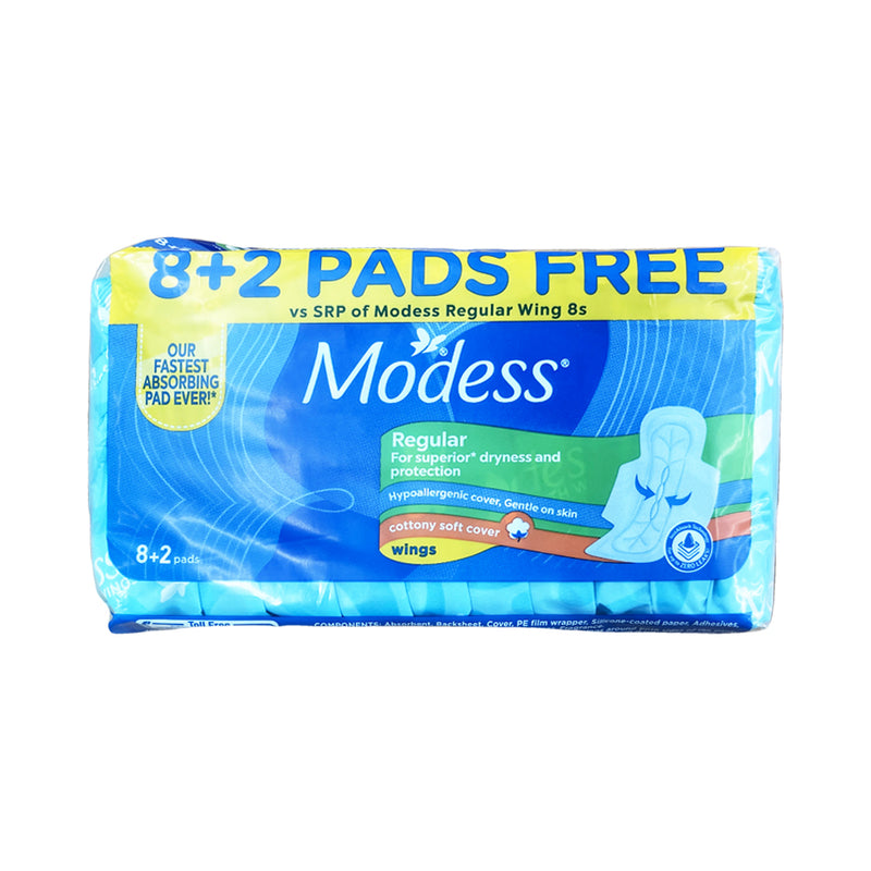 Modess Regular Cottony With Wing 8+2 Pads