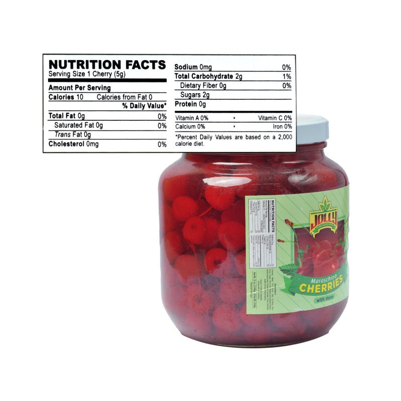 Jolly Maraschino Cherries With Stem 2.04kg (72oz)