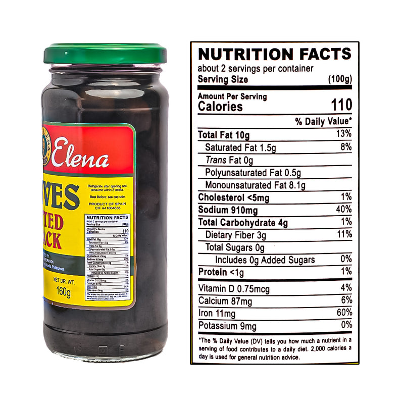 Doña Elena Pitted Black Olives 310g