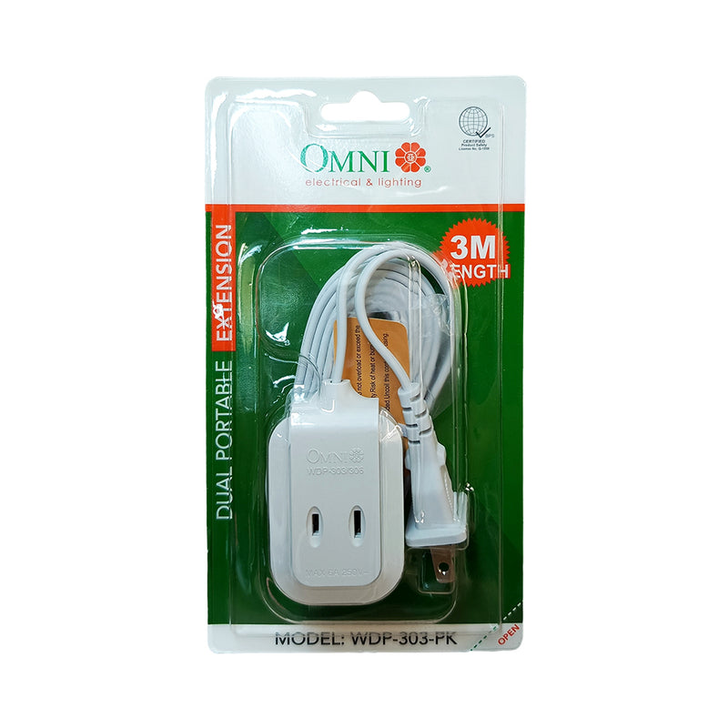 Omni WDP-303-PK Dual Portable Ext Cord 3M