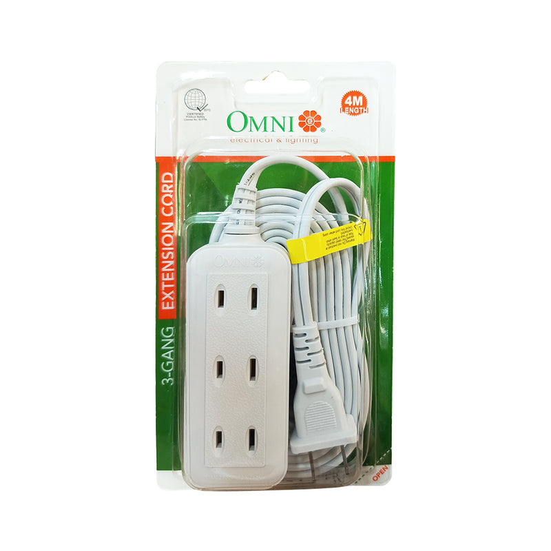 Omni WEE-003-PK Eco Extension Cord 3 Gang with 4 Meters