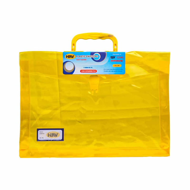 HBW Plastic Expanding Envelope With Handle Yellow Long