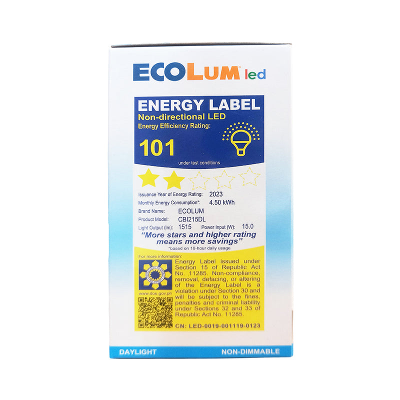 EcoLum LED Bulb 15 Watts Daylight E27