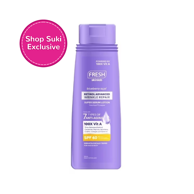 Fresh Skinlab Blueberry Acai Retinol Advance Wrinkle Repair Super Serum Lotion Spf 60 180ml