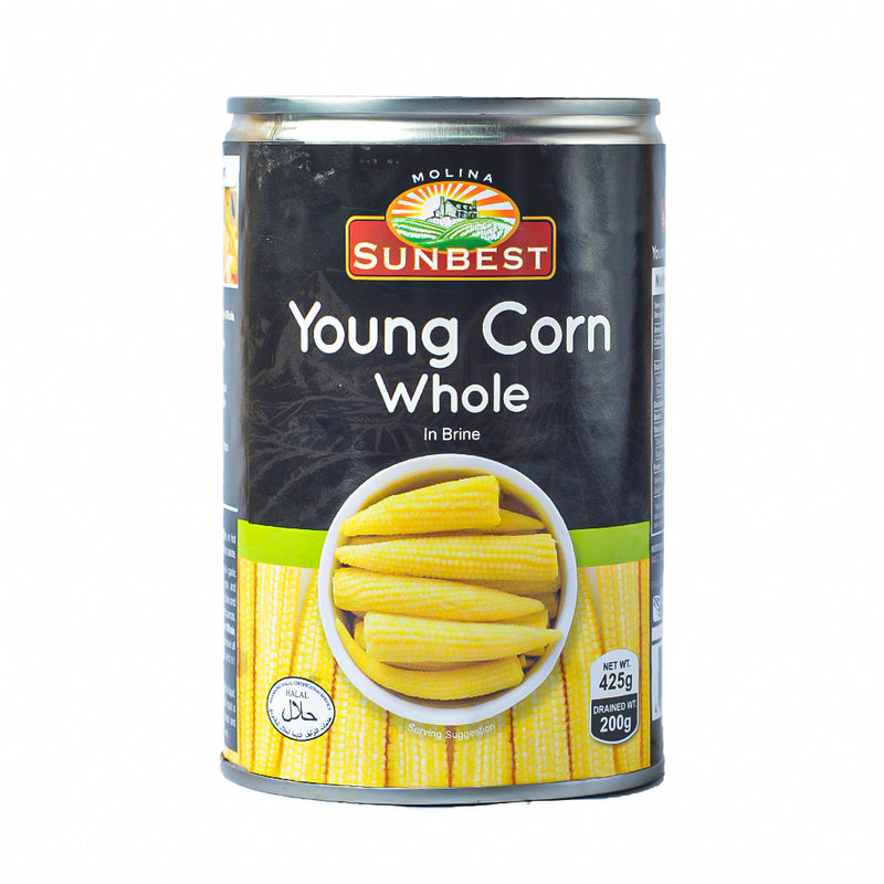 Sunbest Young Corn Whole 425g