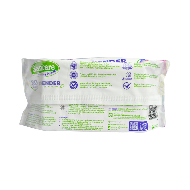 Sanicare Cleansing Wipes Lavender Scents 80's