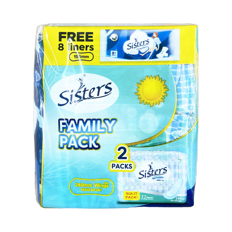 Sisters Family Pack Silk Floss Regular Maxi 12's x 2 Pack With Pantyliner 8's