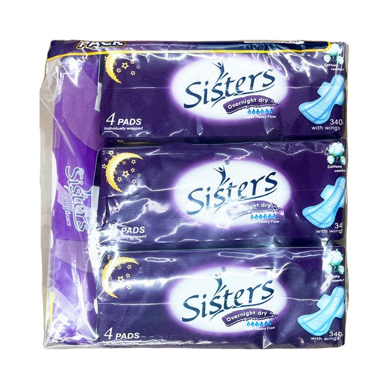 Sisters Cottony Overnight Sanitary Napkin With Wings 4 Pads Promo Pack