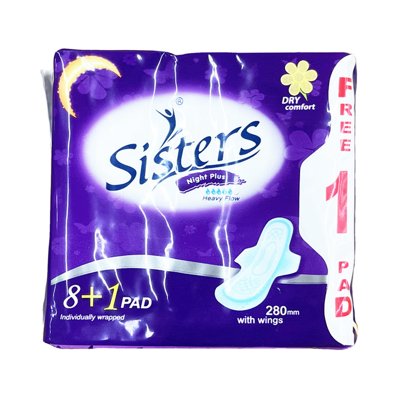 Sisters Napkin Night Use Net Side With Wings 8 Pads