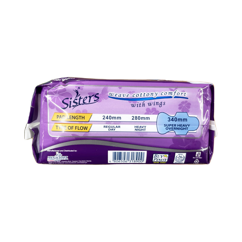 Sisters Overnight Dry Cottony Comfort Sanitary Napkin With Wings 4's