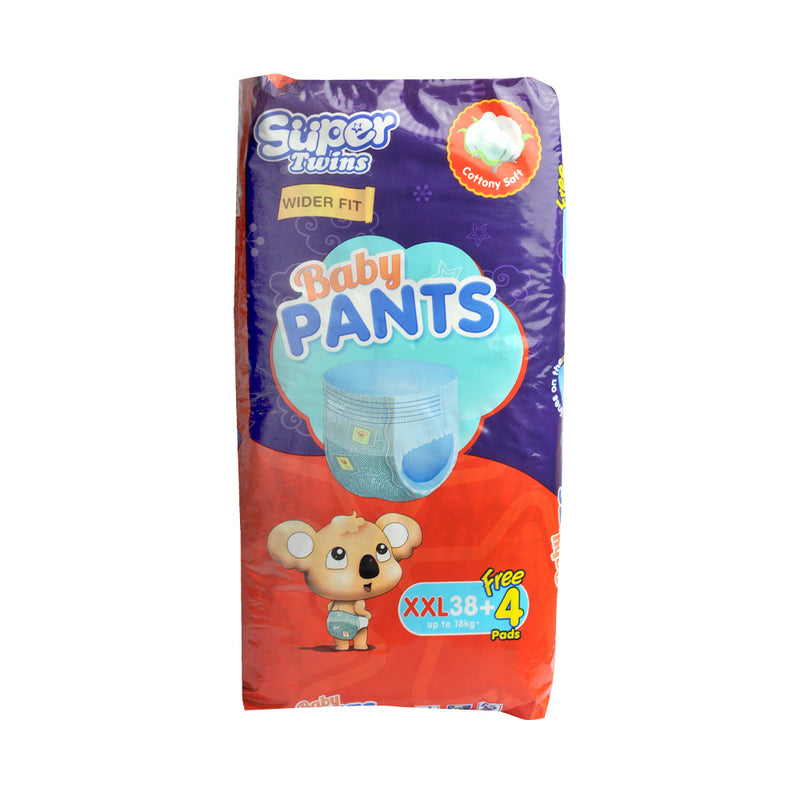 Super Twins Baby Pants Diaper Jumbo Pack XXL 38's + 2 Pads