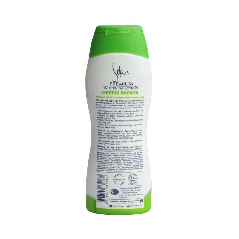 Silka Premium Whitening Lotion Green Papaya SPF30 100ml