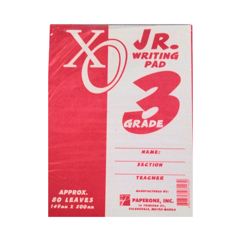 Xo Jr Writing Pad Grade 3 80 Leaves