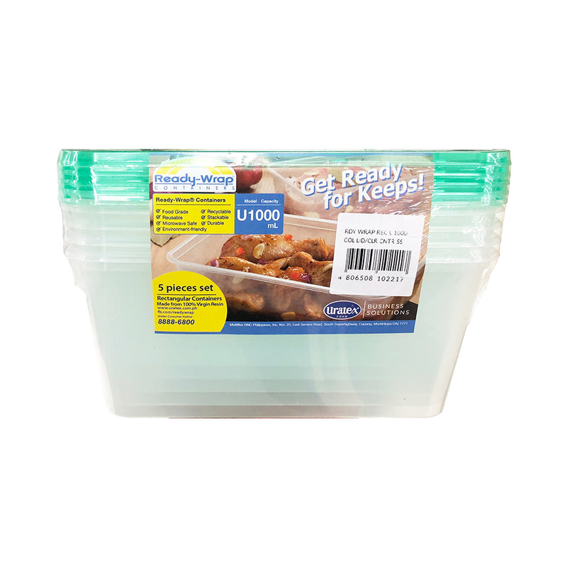 Ready-Wrap U1000 Colored Lid And Clear Container 5's