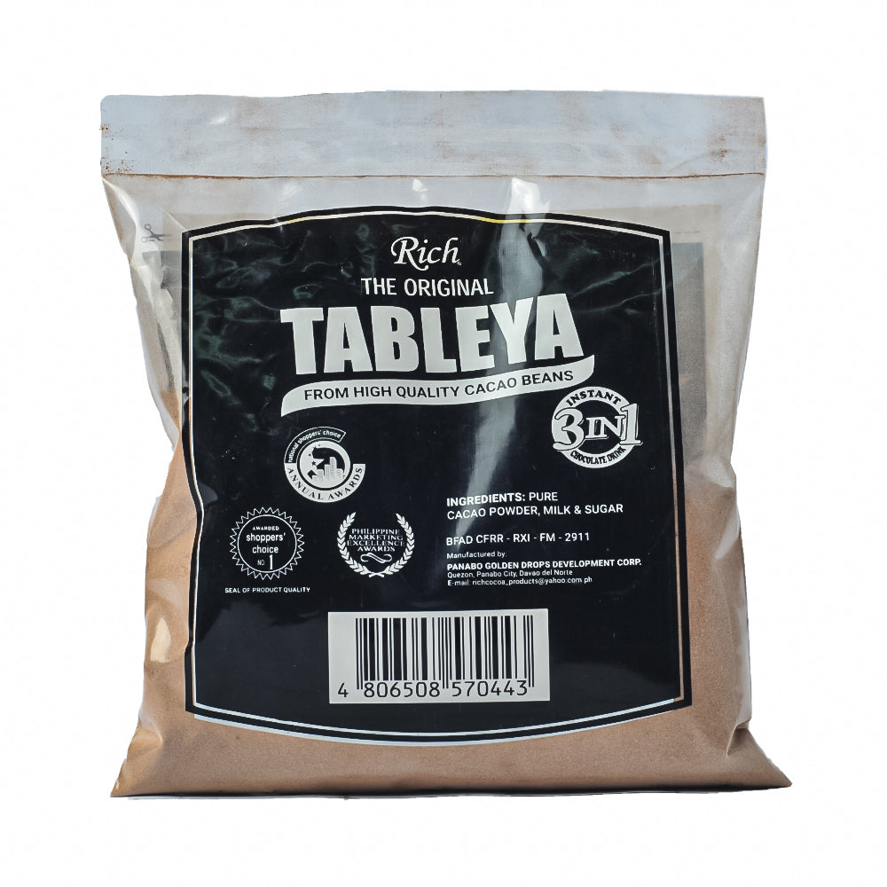 Tableya Labels Sample Rich Tableya Instant 3 in 1 Chocolate Drink 125g