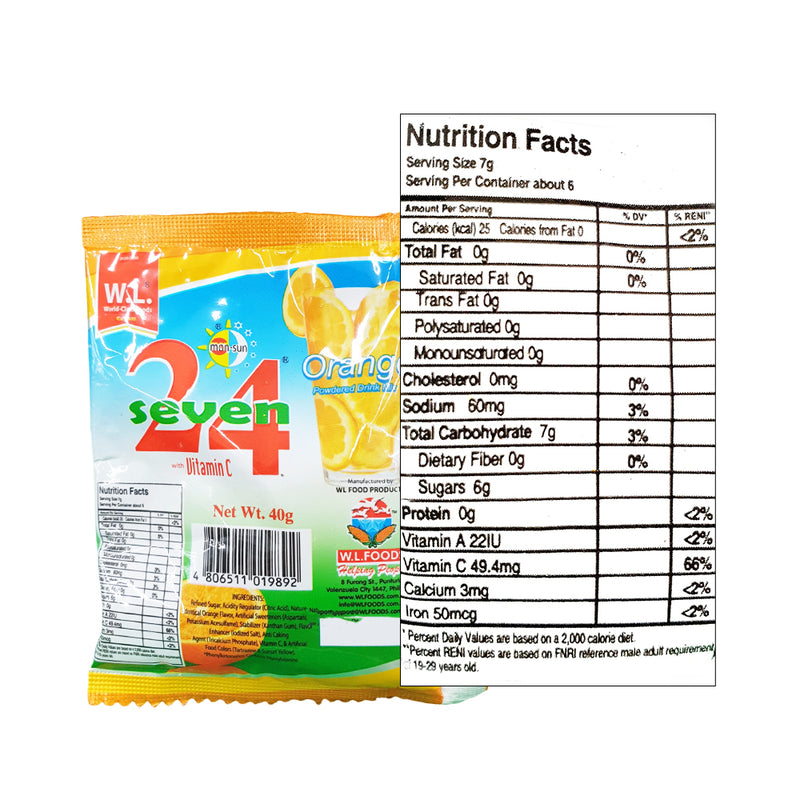 24 Seven Powdered Juice Orange 40g