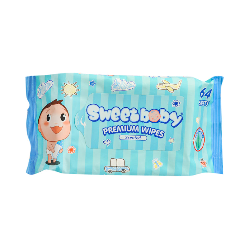 Sweet Baby Premium Wipes Scented With Aloe Vera 64's