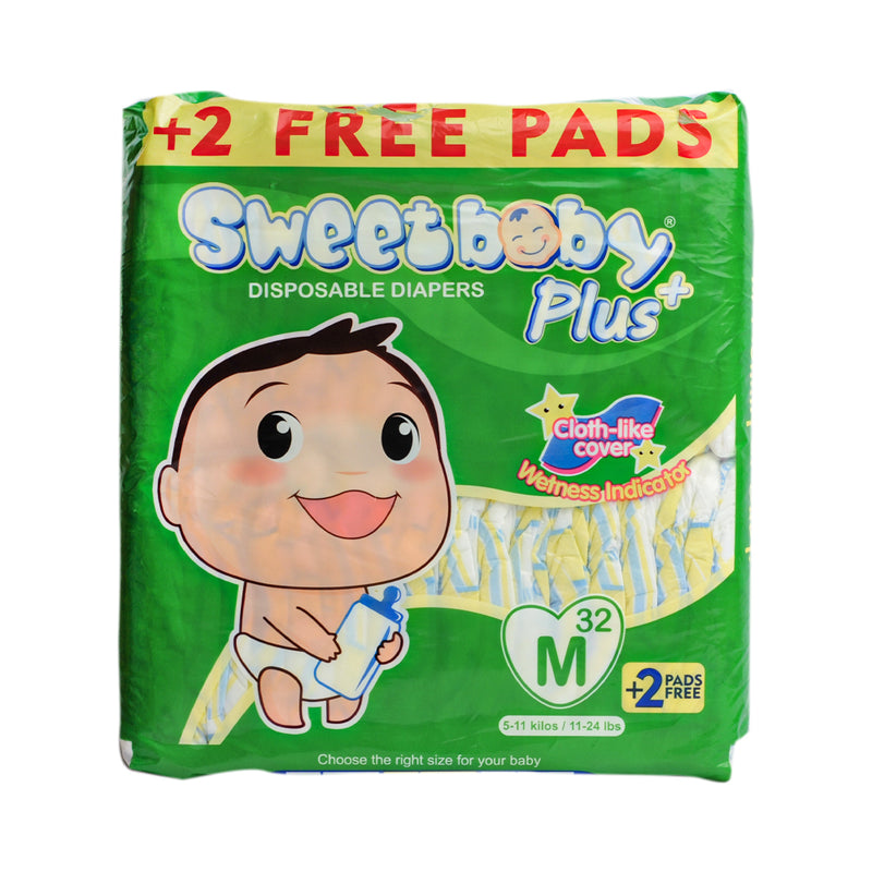 Sweet Baby Plus Disposable Diapers Big Pack Medium 32's + 2's